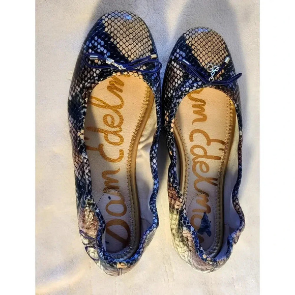 Sam Edelman Felicia Ballet Flat Snake Skin Pattern Leather Size 5.5 Bow Casual - Picture 3 of 8